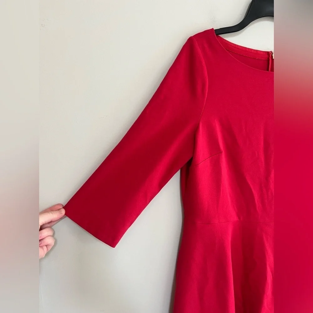 Kate Spade Boat Neck Ponte 3/4 Sleeve Dress in Dark Watermelon Red, size L